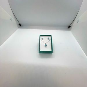 Blue Topaz Sterling Silver Necklace and Earrings Set🧊🧊🎆